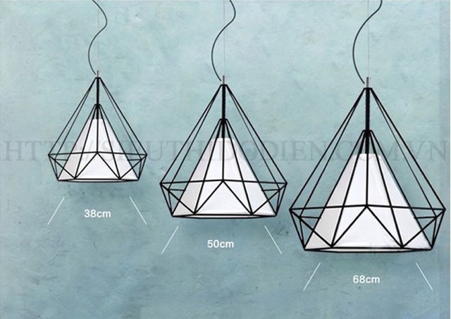 Đèn thả kim cương khung sắt 380