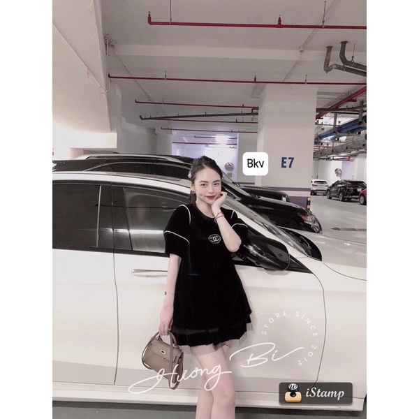 Set nhung chân váy tầng