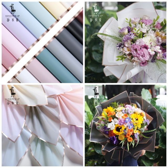 GIẤY GÓI HOA VIỀN VÀNG ĐỒNG NHŨ- XẤP 20 TỜ