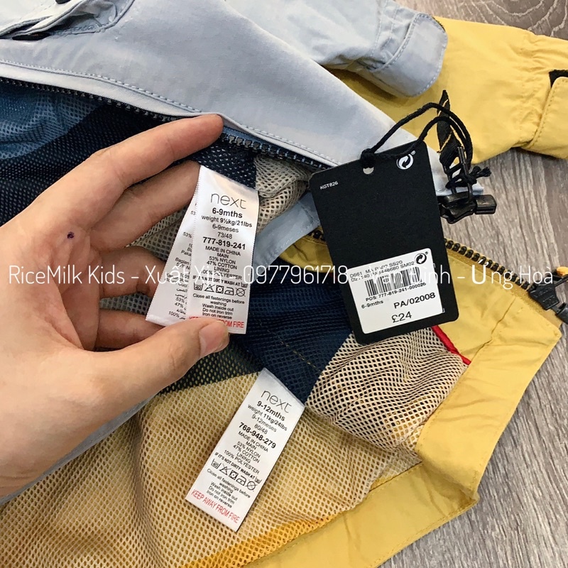 Áo khoác kaki chống thấm nước Next xuất dư xịn