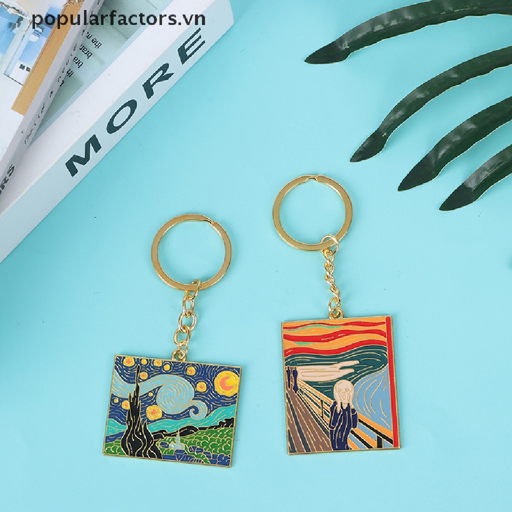 Móc Khóa Hình Tranh Sơn Dầu Nghệ Thuật Của Van Gogh