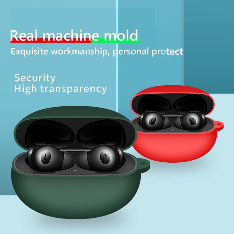 Vỏ Bảo Vệ Hộp Sạc Tai Nghe Bluetooth Không Dây OPPO Enco X2 Bằng Silicon Màu Trơn Chống Sốc Kèm Móc Treo Tiện Dụng