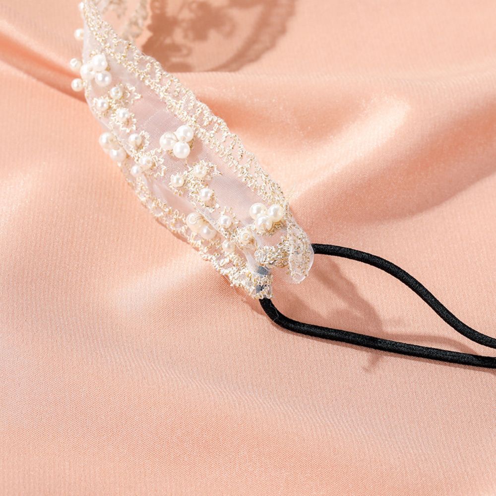 Băng đô cài tóc vải lưới phối ren thời trang thanh lịch cho nữ