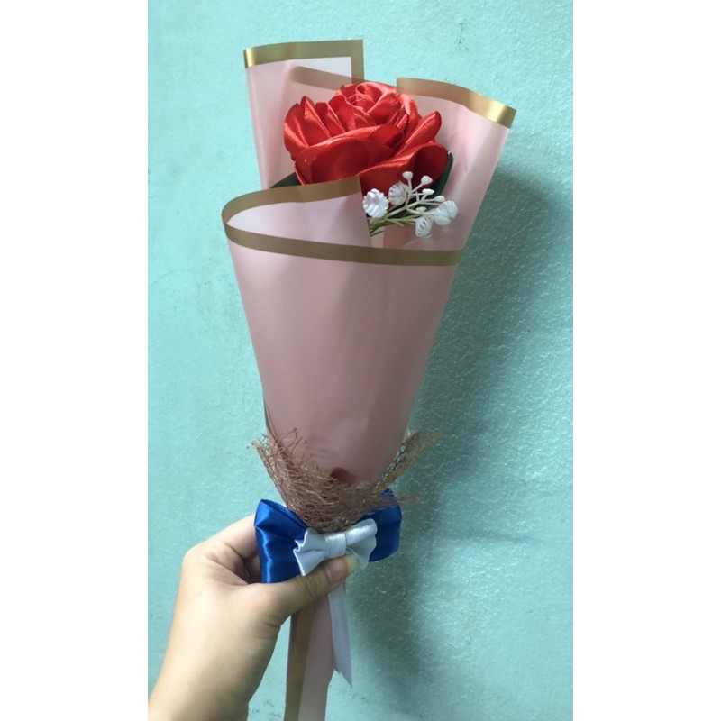 Bó 1 bông hoa Hồng ruy băng HandMade - Quà tặng valentine, 8/3, sinh nhật, 20/10