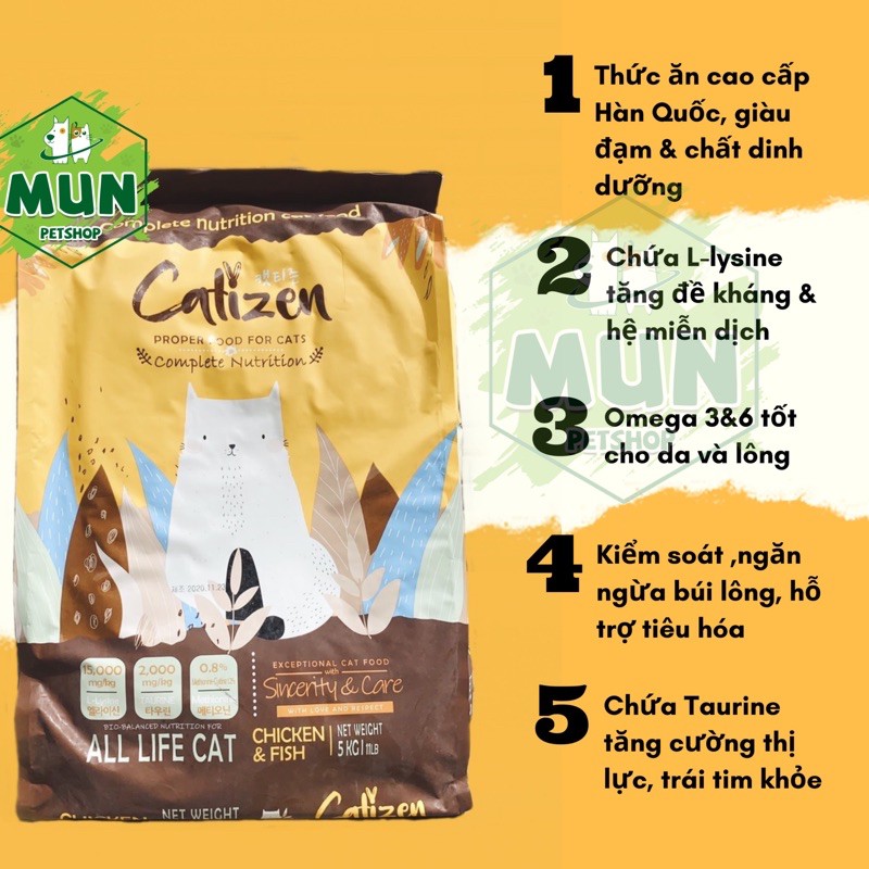 1kg Thức ăn hạt cho mèo Catizen Hàn Quốc