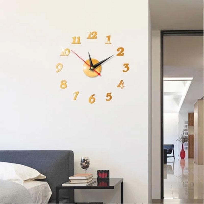 Đồng Hồ Dán Tường Bằng Acrylic Họa Tiết Số 3d Độc Đáo Thời Trang Trang Trí Nhà Cửa Diy