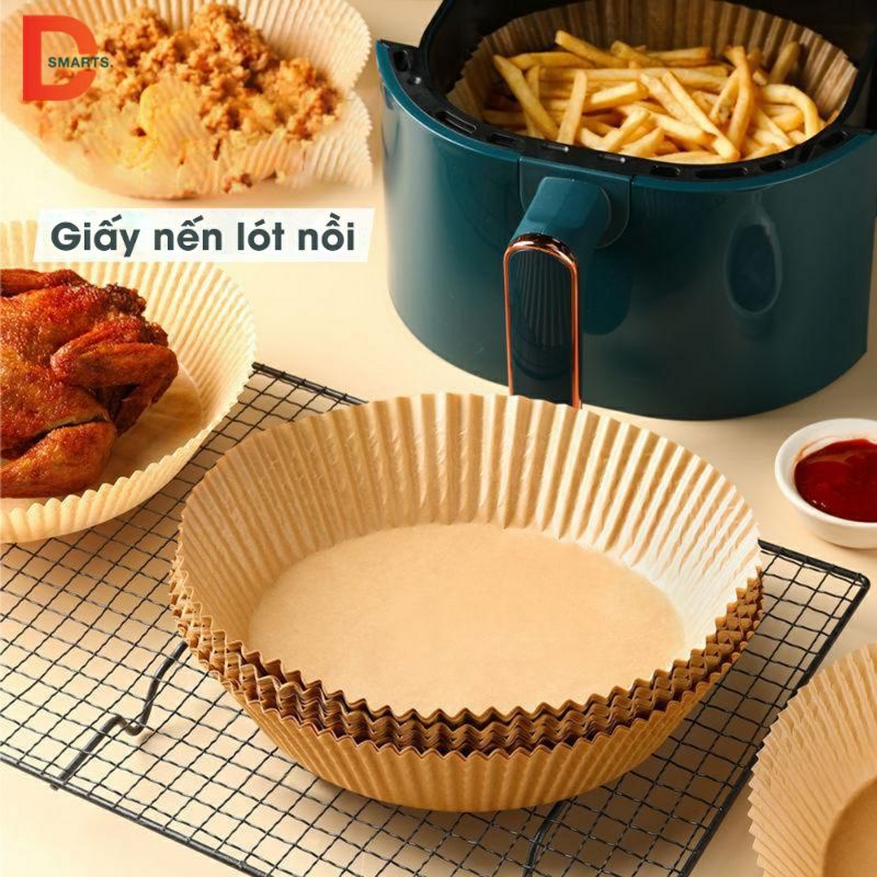Set 50 bát giấy nướng nồi chiên không dầu không thấm nước size 16cm