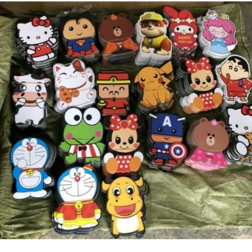 Combo 10 bao lì xì hoạt hình chibi ngộ nghĩnh đáng yêu