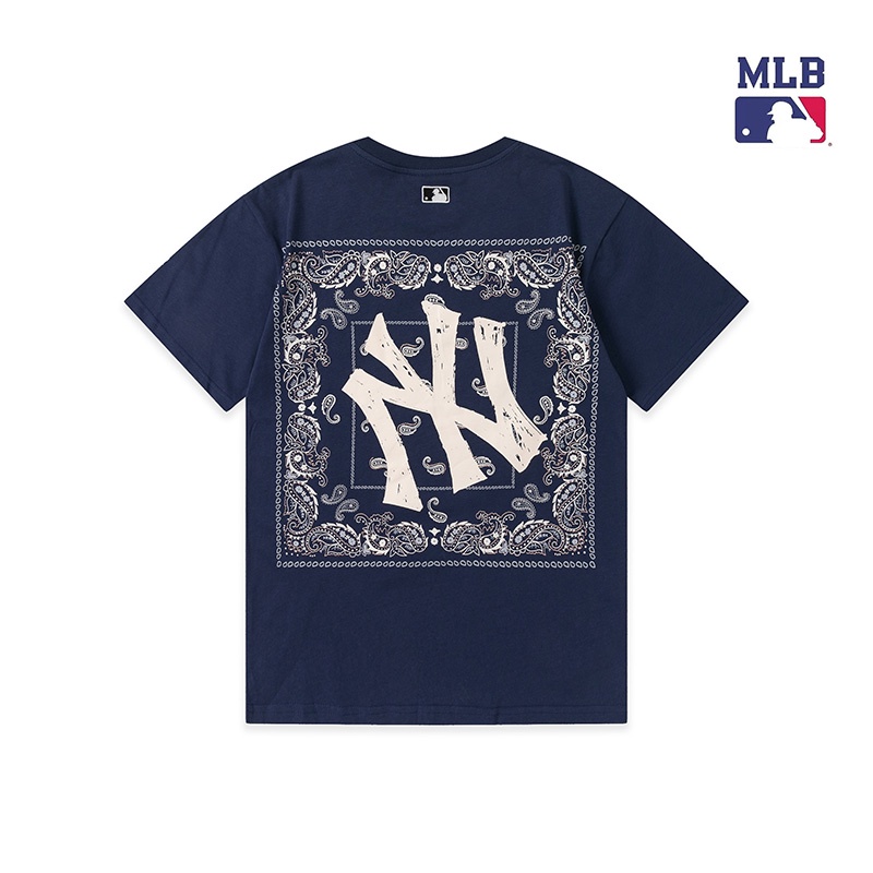 ❤❀  ❤ Áo Thun Cotton Ngắn Tay Thêu Họa Tiết MLB NY Thời Trang Cho Nam Nữ