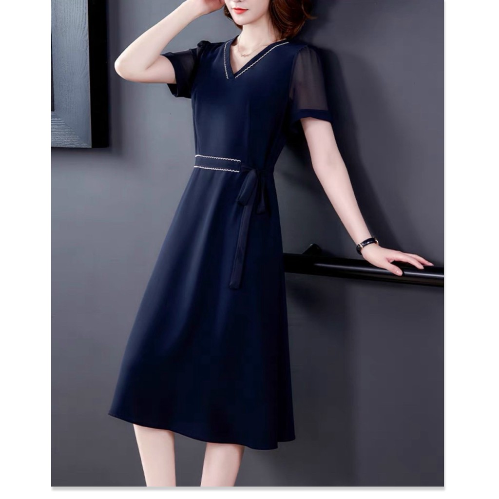 ĐẦM XÒE NỮ PHỐI THẮT EO CỔ TIM TAY LỠ SANG CHẢNH KẾT HỢP CÔNG SỞ VÀ DỰ TIỆC