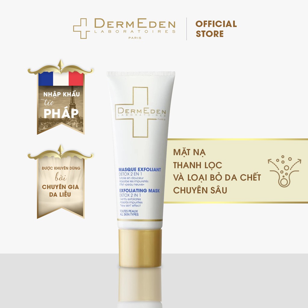 Mặt nạ đất sét giảm mụn đầu đen, kiềm dầu DERMEDEN Exfoliating Mask AHA 50ml