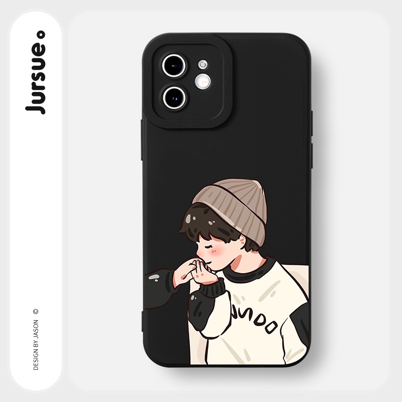 Ốp lưng JURSUE hoạt hình cặp đôi dễ thương đẹp Cho iPhone 14 13 12 11 Pro Max SE 2020 X XR XS 8 7 ip 6S 6 Plus kute Y2158