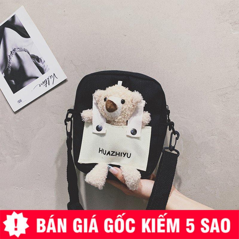 Túi Vải Tote Dáng Hộp Đứng Phối Gấu Bông P2038