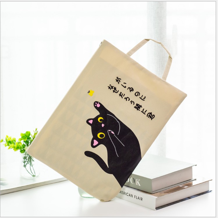 Túi Vải Tote - Túi Đựng Tài Liệu Đeo Vai, Kẹp Nách Hình Mèo Đáng Yêu Cho Bạn Nữ 8595