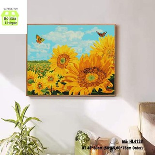 tranh sơn dầu số hóa : cánh đồng hướng dương HL4138