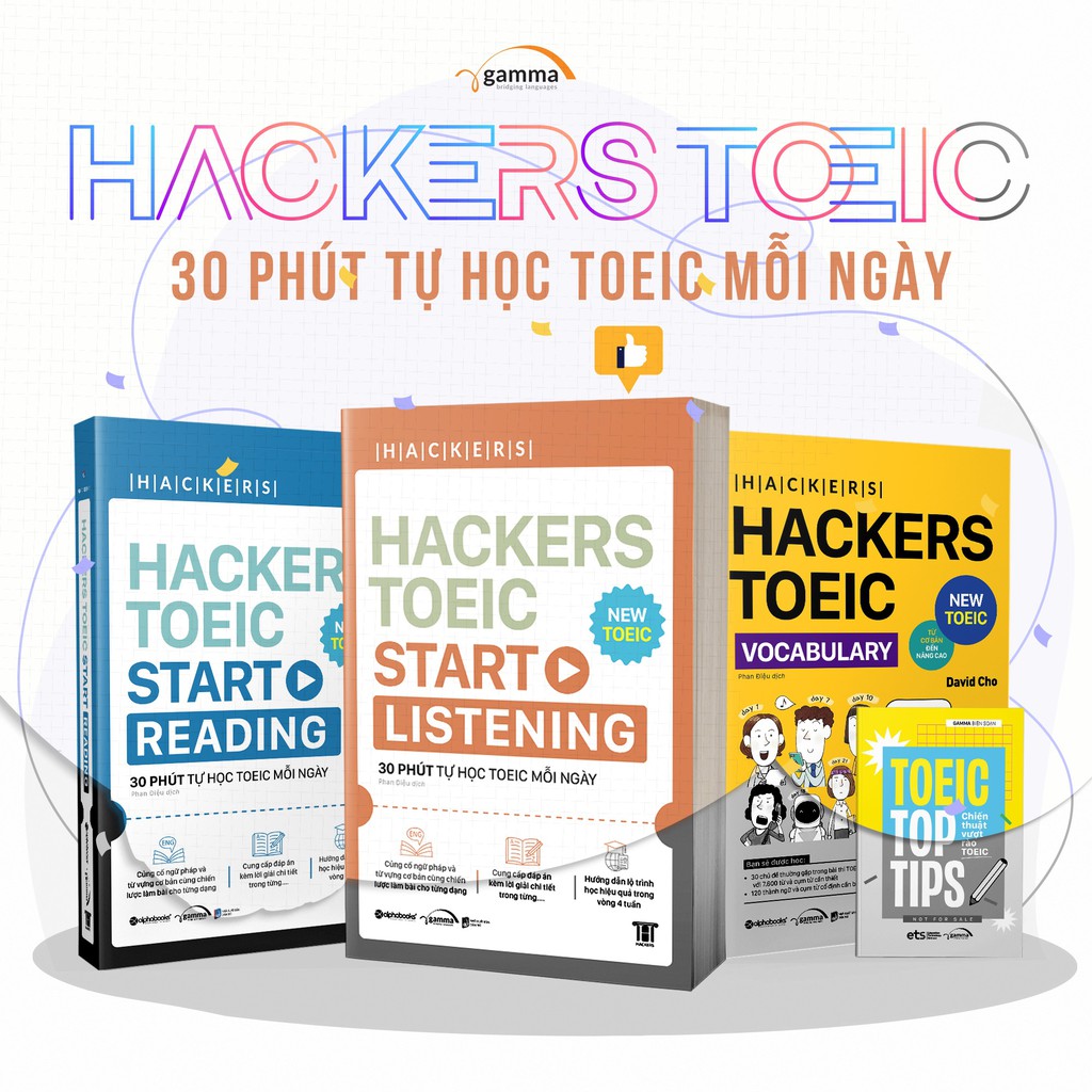 Sách AlphaBooks - Combo 3 cuốn Hacker TOEIC: Hackers TOEIC Vocabulary + Hackers TOEIC Reading + Hackers TOEIC Listening