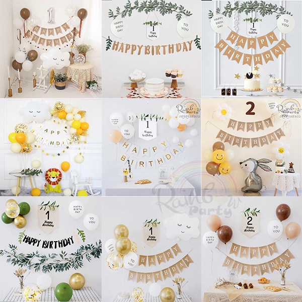 Set bong bóng trang trí sinh nhật đơn giản phong cách Mori Hàn quốc