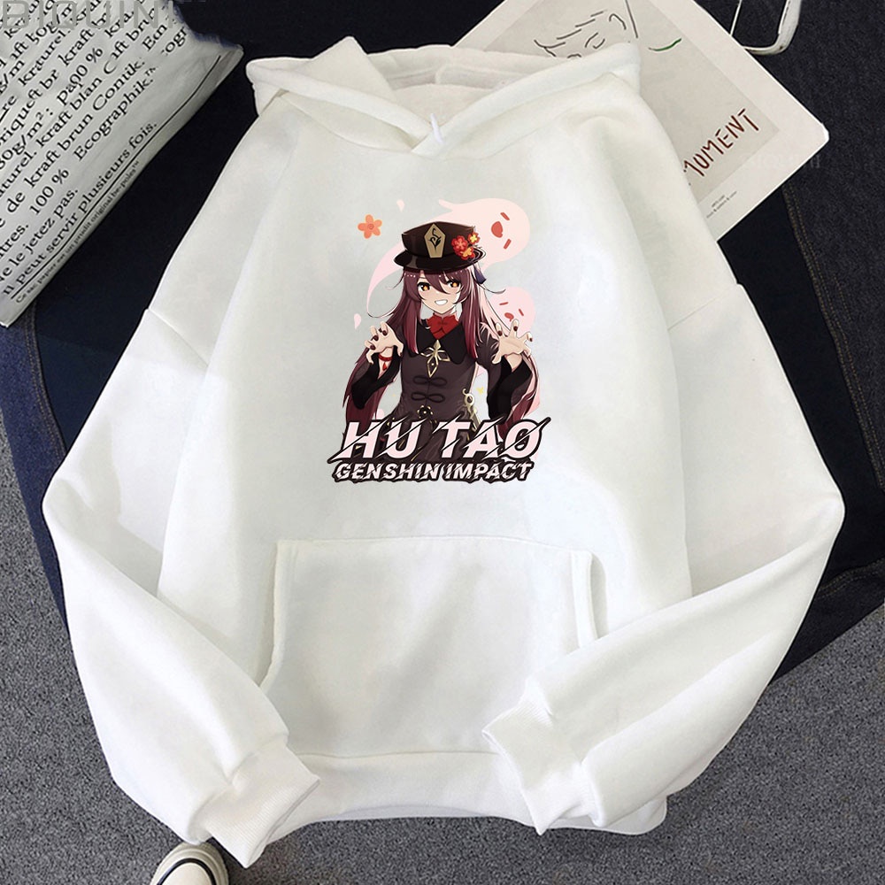 Áo Hoodie in hình Genshin Impact Hutao 2 màu đen trắng mẫu mới độc đẹp giá rẻ