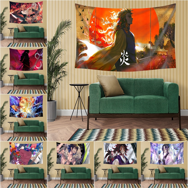Thảm Treo Tường Trang Trí In Hình Anime Demon Slayer Chất Liệu Polyester