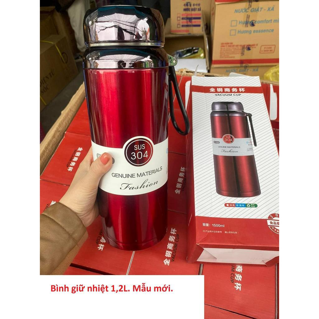Bình giữ nhiệt 1,2L, mẫu mới vỏ đỏ