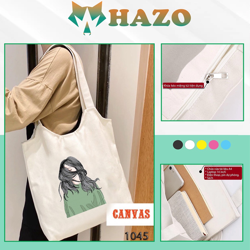 Túi Tote Trắng Chất Vải Canvas 1045 Sad Sister Dễ Thương Hàng Chuẩn Đẹp - Hazo