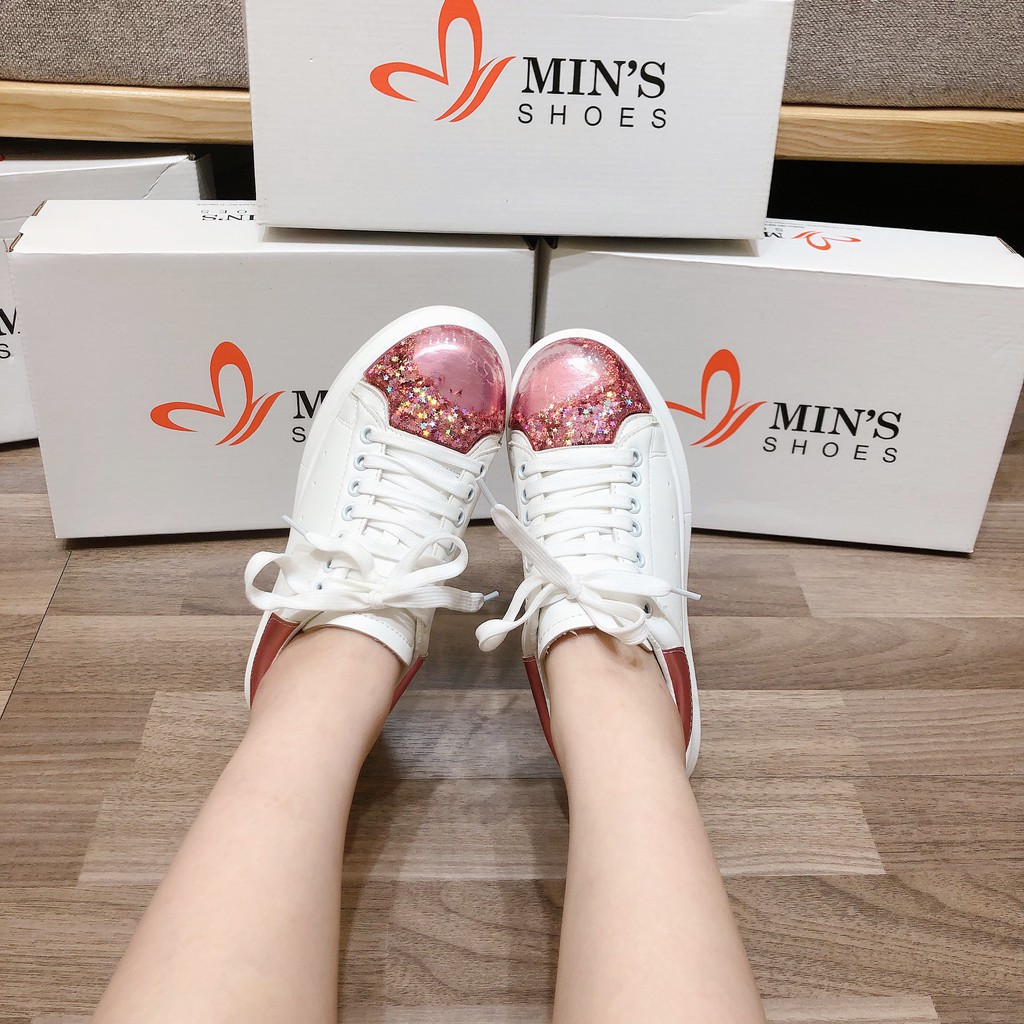 Min's Shoes - Sneakers Nữ TT66 Trắng gót hồng