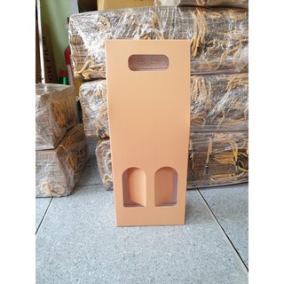 25 cái - Hộp giấy đựng rượu vang 2 chai quà tặng chai mật nho mật ong - Màu vàng - Mẫu số 37