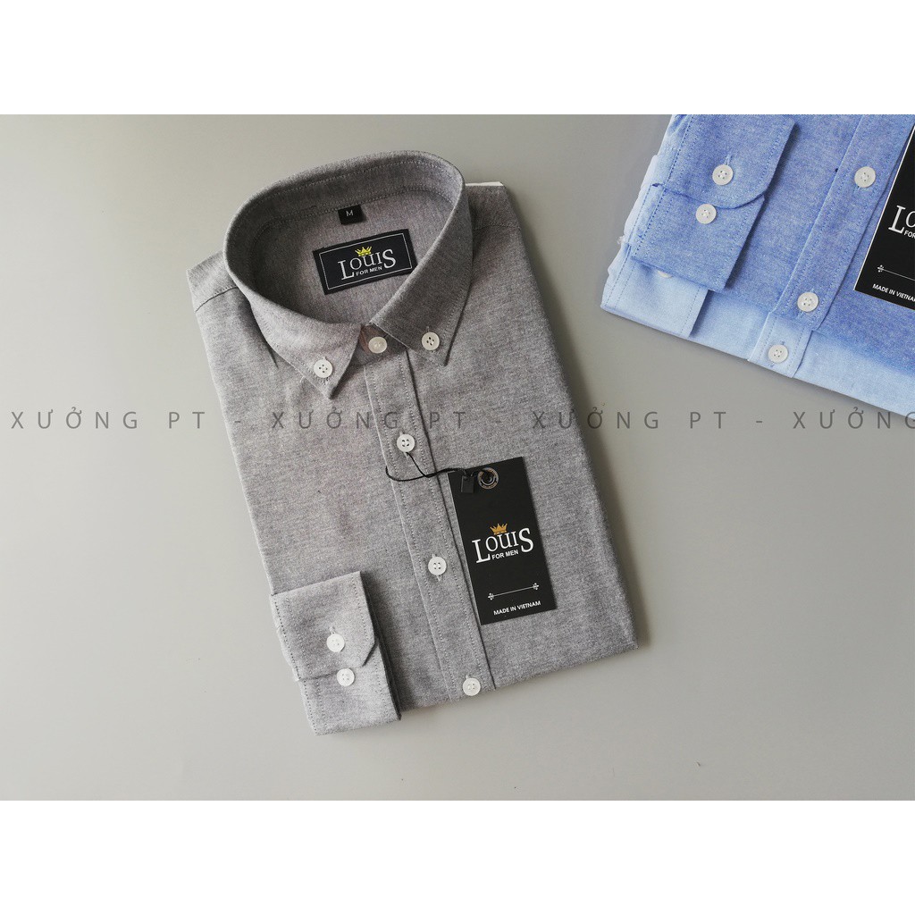 Áo sơ mi nam 2 màu Xám và Xanh nhạt siêu hiếm chất oxford chất dày dặn dáng siêu đẹp | BigBuy360 - bigbuy360.vn