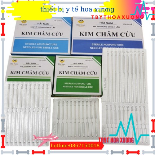 Kim Châm Cứu Hải Nam Các Số Tiệt Trùng Đóng Vỉ Hộp 100 Kim - Kim Châm Cứu Hải Nam