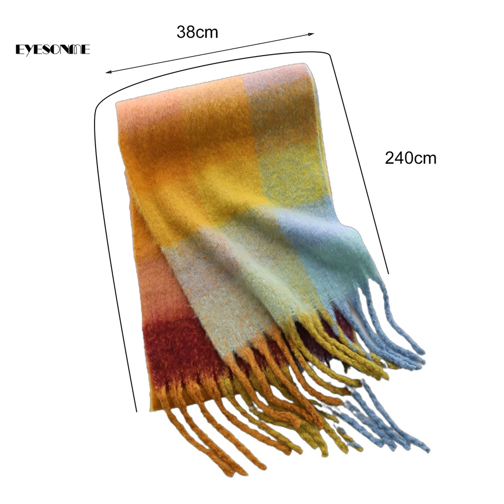 Khăn choàng cổ Pashmina dày dặn kẻ sọc caro thời trang mùa đông cho nữ