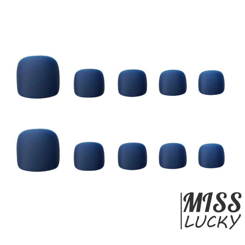 ❤HHN-VN 24pcs Deep Blue Pre-Colored Matte Artificial Acrylic Fingernails Pure Color For Lady Girls T