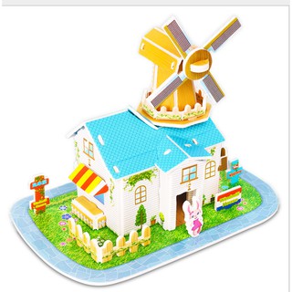 Mô hình xếp hình 3D bằng giấy Ngôi nhà chóng chóng yêu thương
