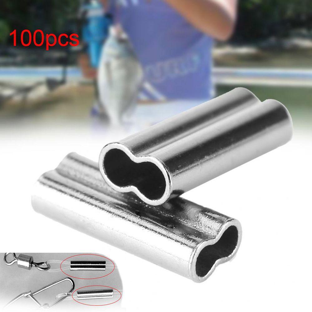 Bộ 100 Ống Đồng Hình Oval Hai Đầu 8 / 10mm Chất Lượng Cao Chuyên Dụng Cho Câu Cá
