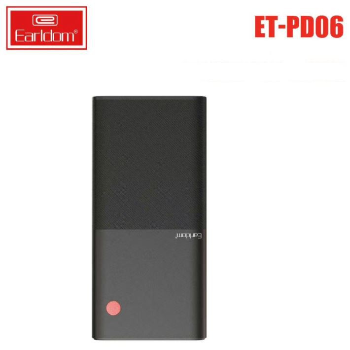 SẠC DỰ PHÒNG SẠC NHANH 30.000MAH EARLDOM PD-06-thiết kế 2 cổng vào là micro và lightning cho phép sạc nhanh 2a