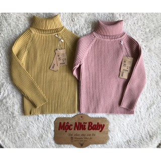Áo len cao cổ cho bé 2-7y màu đen trắng vàng hồng