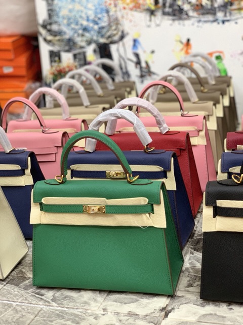 Túi Hm kelly khâu tay size 25 màu trắng