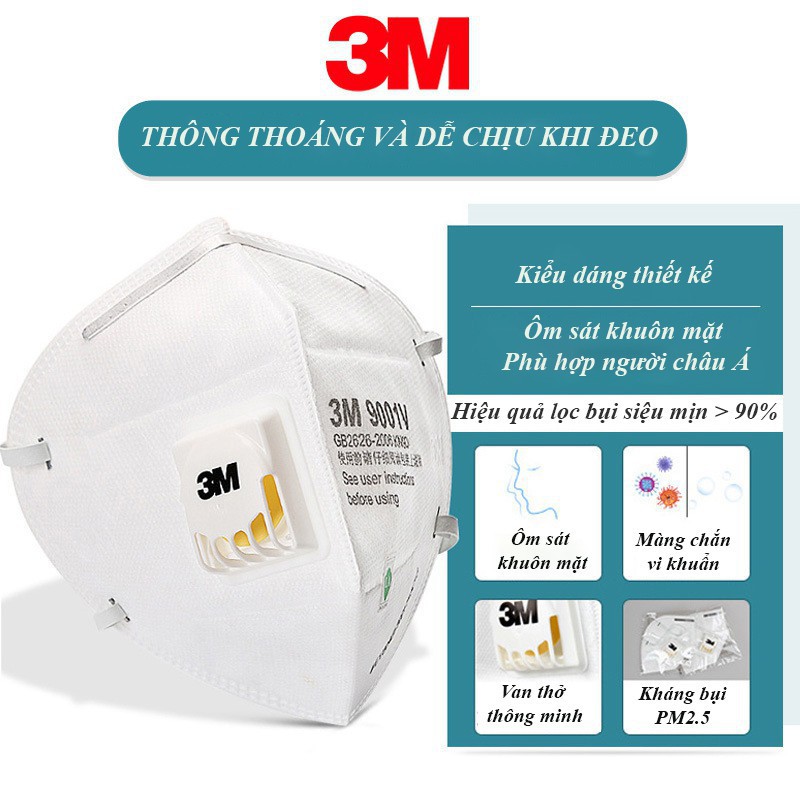 Khẩu trang 3M- 9001V chống bụi siêu mịn tốt cho sức khoẻ | BigBuy360 - bigbuy360.vn
