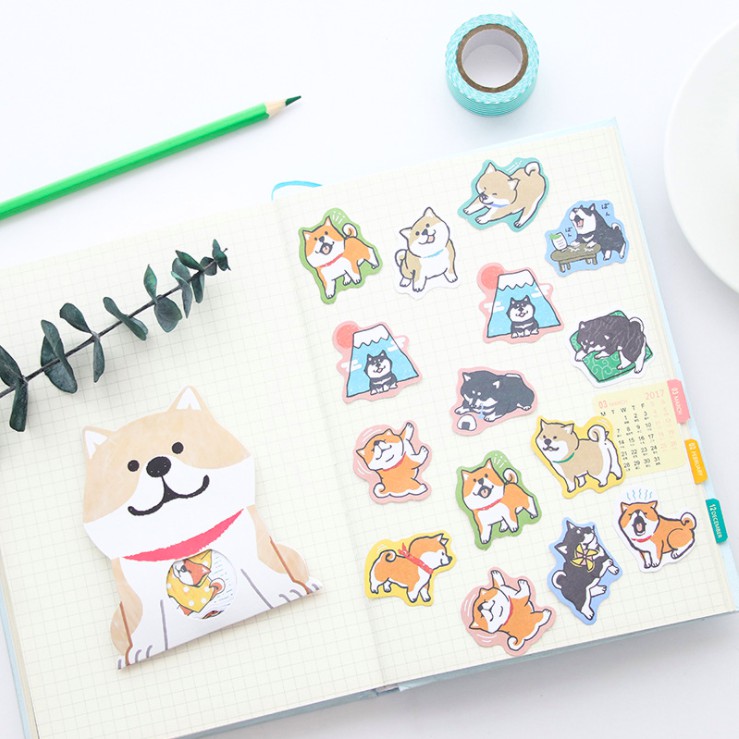 30 Miếng Sticker Chó Shiba Inu & Husky Siêu Dễ Thương