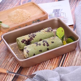 Khay, khuôn nướng bánh hình chữ nhật chống dính sâu lòng cao cấp màu vàng 22cm*17cm*5cm
