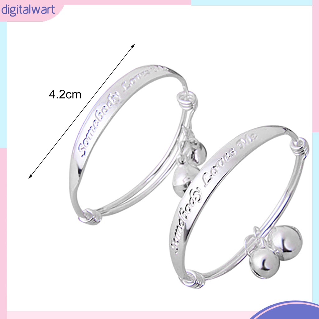 Set 2 vòng tay bạc đính chuông dễ thương dành cho bé