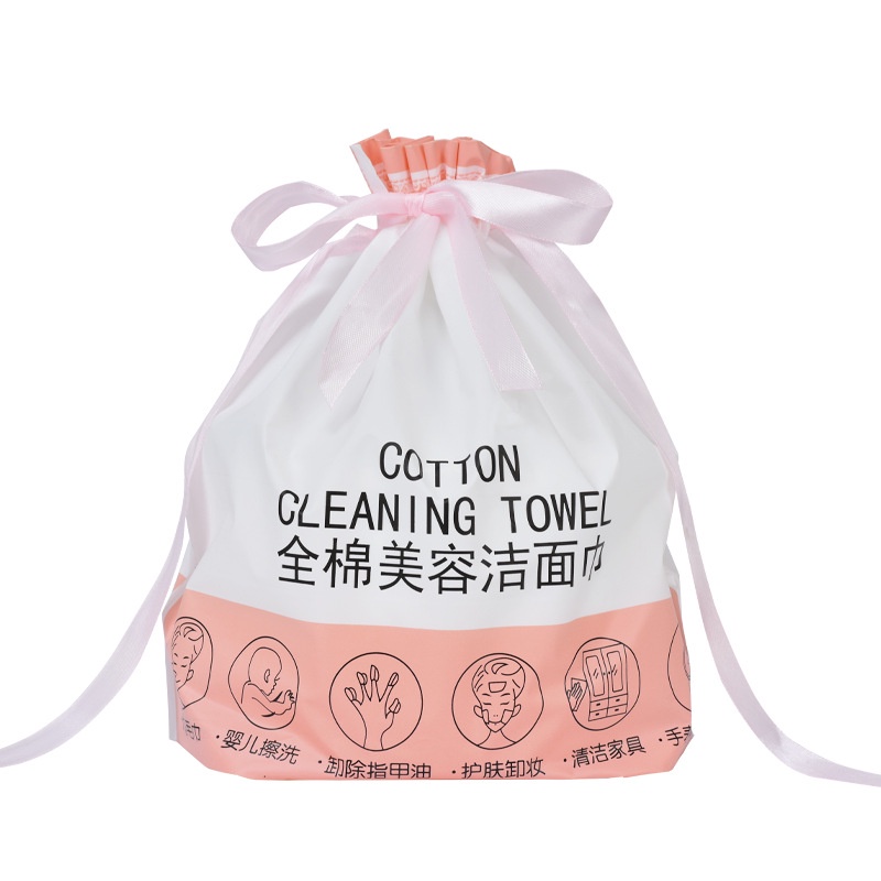 Khăn mặt khô dùng 1 lần lau khô, lau ướt , bông tẩy trang dạng cuộn kèm túi rút