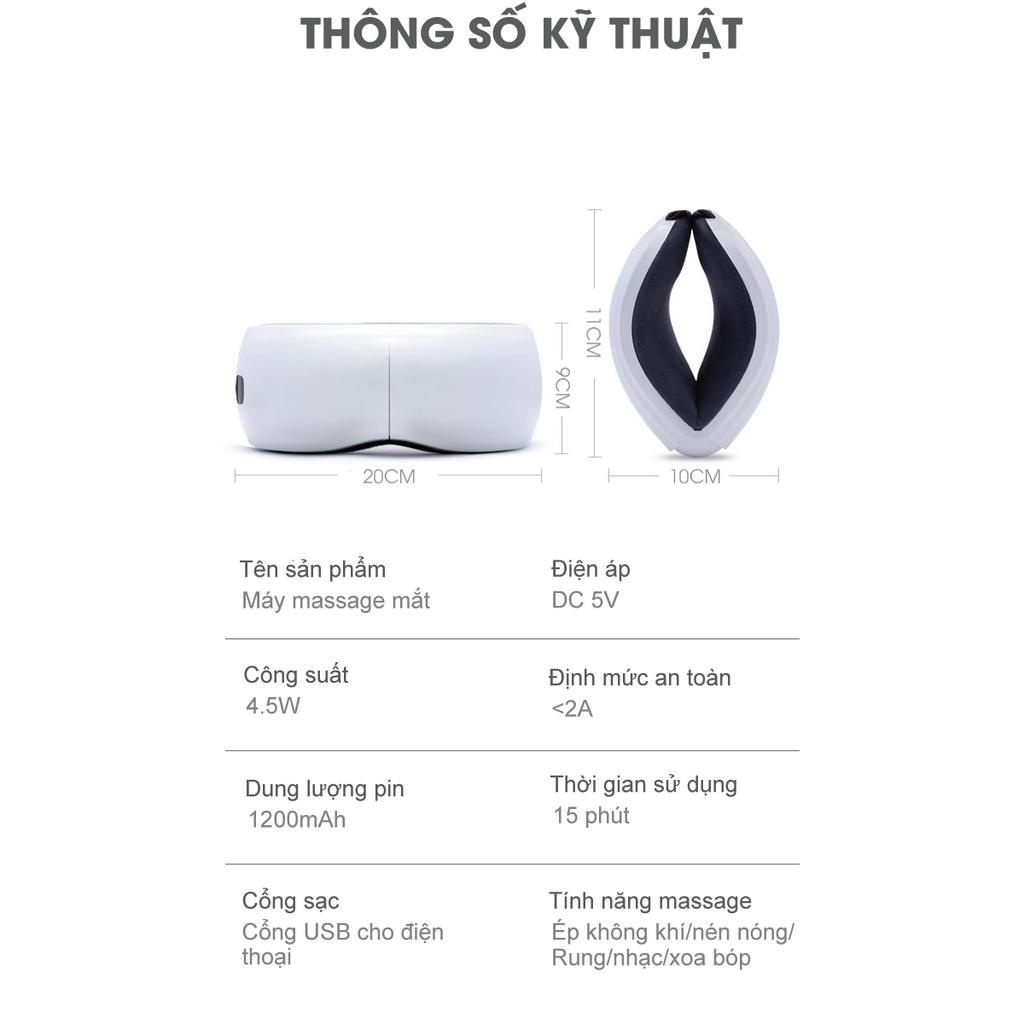 Máy Massage Mắt Tích Hợp Bluetooth Nghe Nhạc Thư Giãn Giảm Bọng Mắt, Thâm Mắt- 5 Chế Độ Massage Khác Nhau, Gấp Gọn 180°