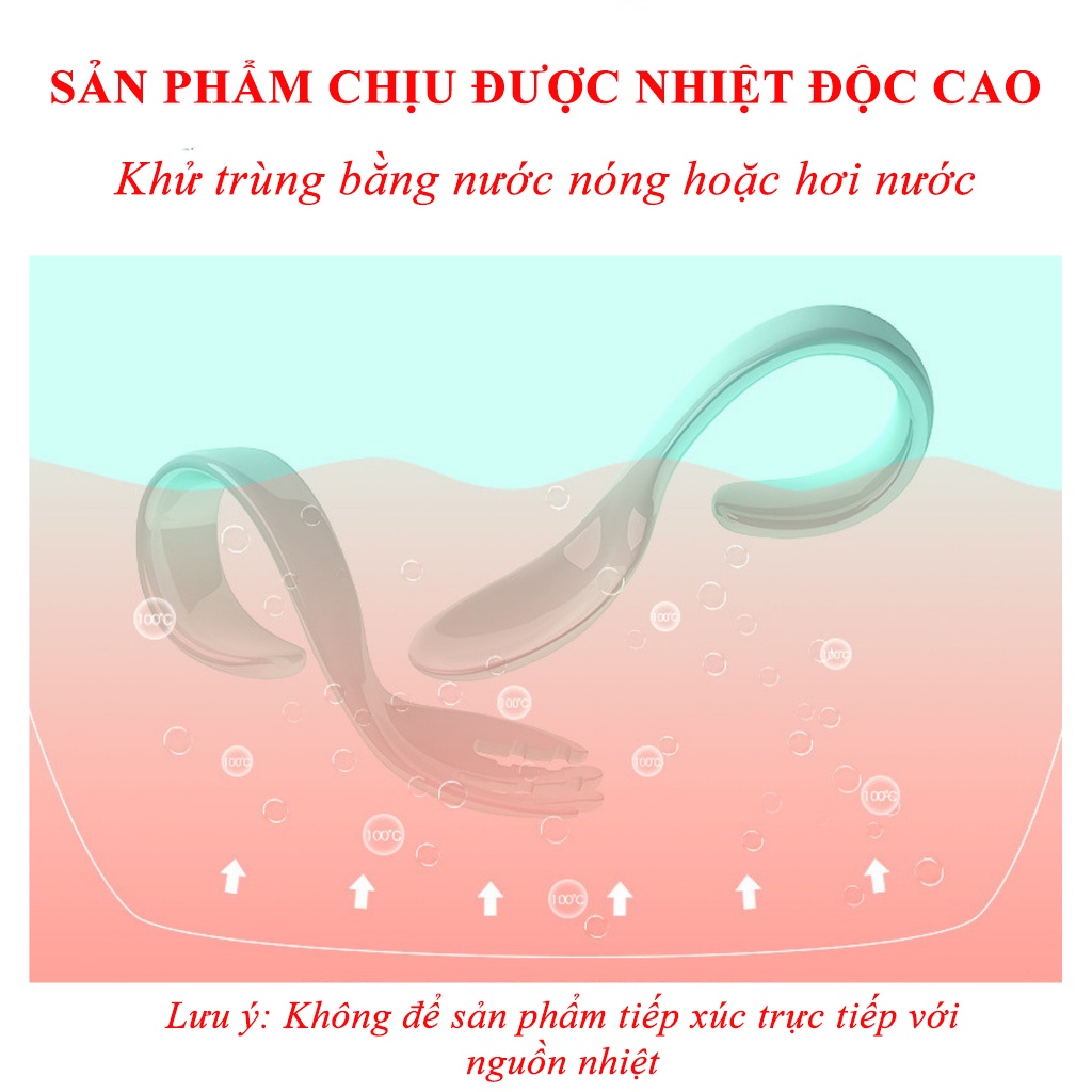 Bộ thìa dĩa ăn dặm cho bé - Bộ thìa dĩa ăn dặm cho bé nhựa PP cao cấp, tay nắm tròn, chịu được nhiệt độ cao