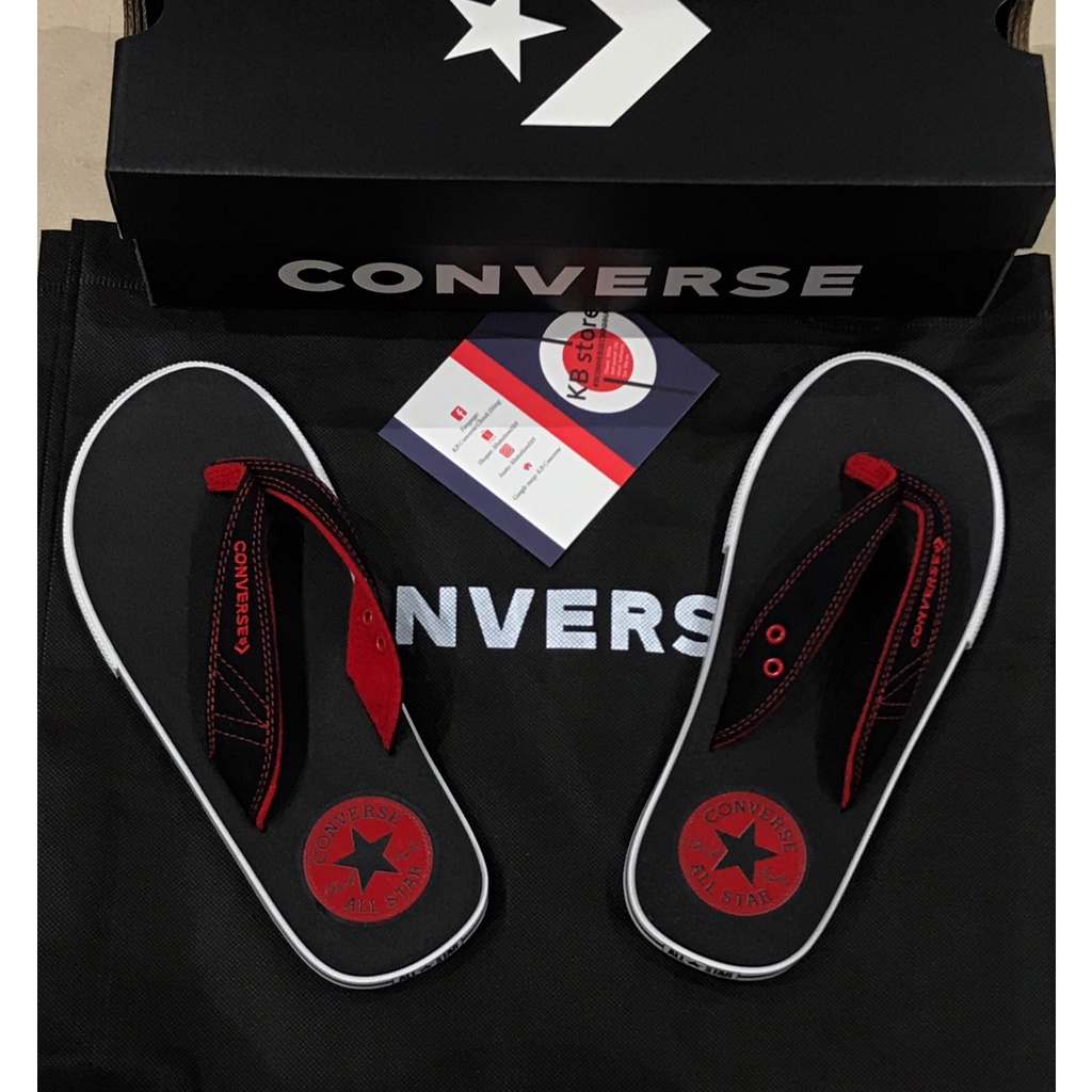 Dép Converse đen logo đỏ chính hãng