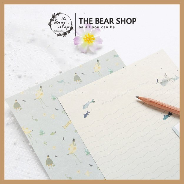 Set giấy viết thư size A5 kèm bao thư nhiều mẫu cute hàng loại 1 - The Bear Shop