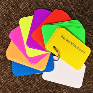 500 thẻ flashcard trắng màu dạ quang bo góc siêu đẹp tặng kèm khoen bìa