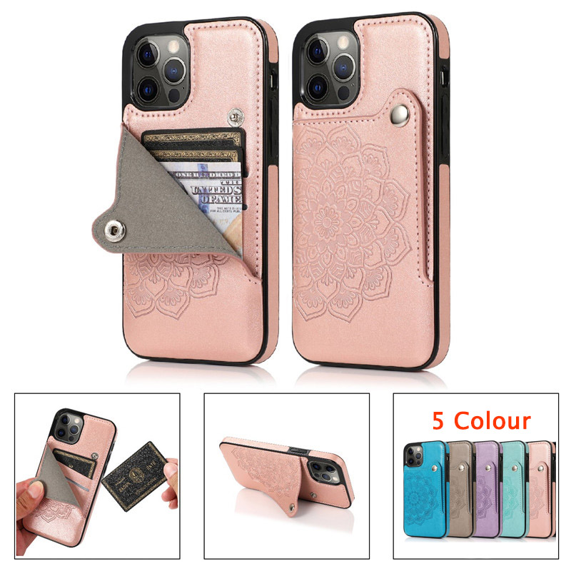 Bao Da Điện Thoại Có Khe Đựng Thẻ Đứng Thẳng Được Nhiều Màu Thời Trang Cho For IPhone 12 11 Pro Max MIni