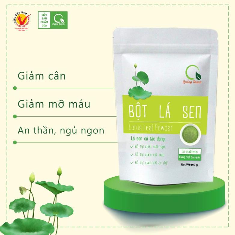 BỘT LÁ SEN QUẢNG THANH – Dùng cho người bị mất ngủ, mỡ máu, mỡ tạng, giảm cân (50g)