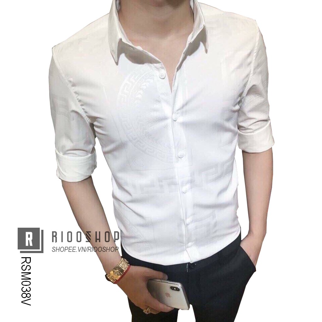 Áo sơ mi nam nữ tay dài cao cấp họa tiết dập ẩn cực đẹp RSM038V | BigBuy360 - bigbuy360.vn