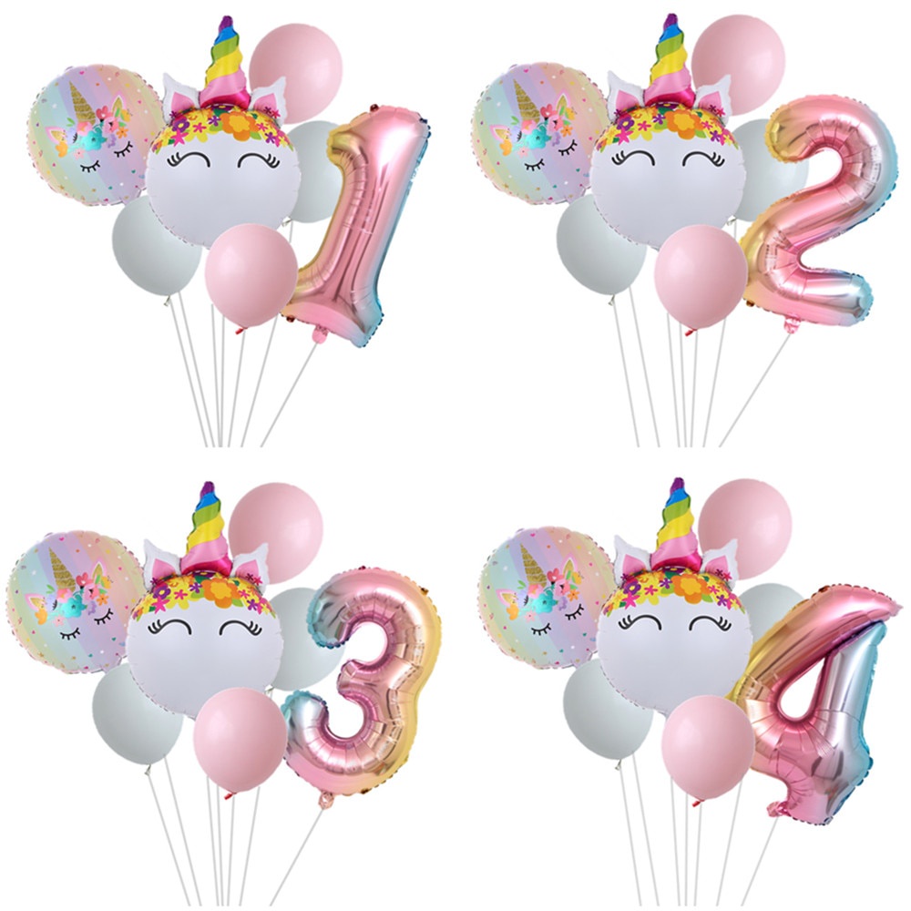Bộ 7 Bong Bóng Hình Kỳ Lân Trang Trí Tiệc Sinh Nhật Cho Bé